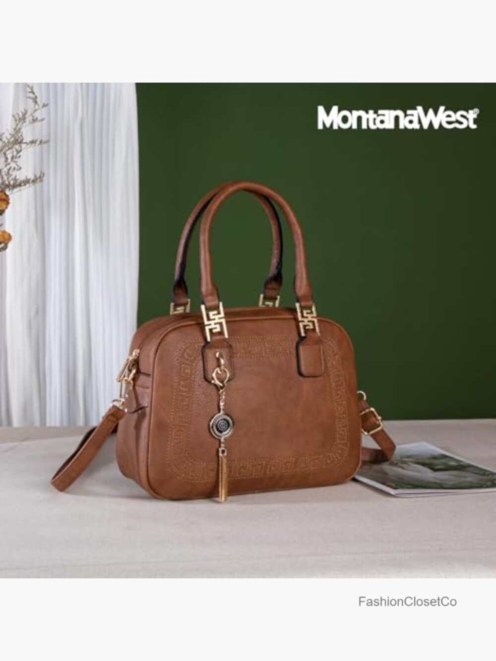 Small Crossbody Satchel Handbag with Detachable Strap Vegan Leather - Picture 2 of 7